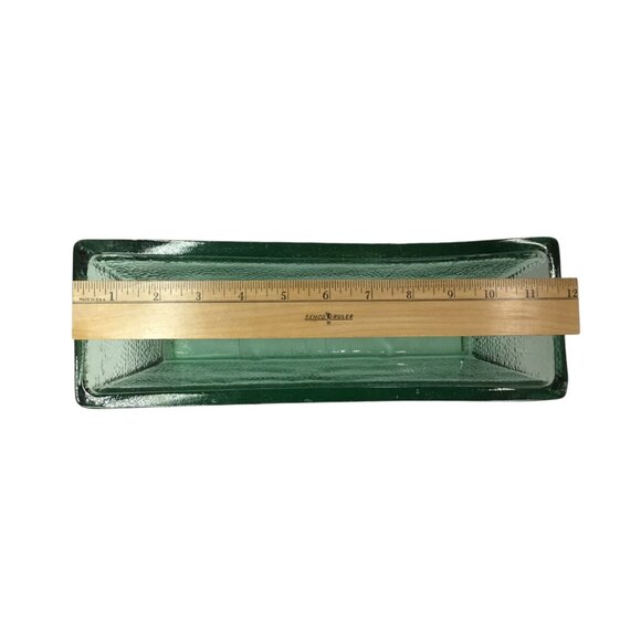 Mid-Century MCM Thick Green Clear Ice Glass Container Heavy 11.75 x 4 Pebbled - Picture 9 of 11